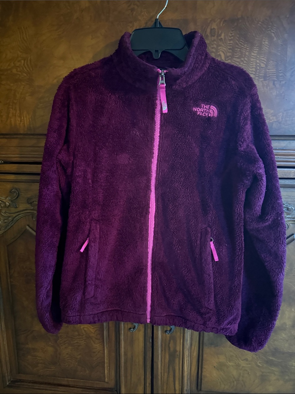 The North Face Kids Plush Full‑Zip Jacket in Berry Plum